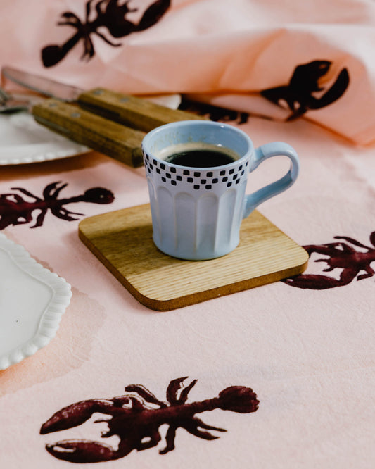 Pink Lobster Block Print Tablecloth