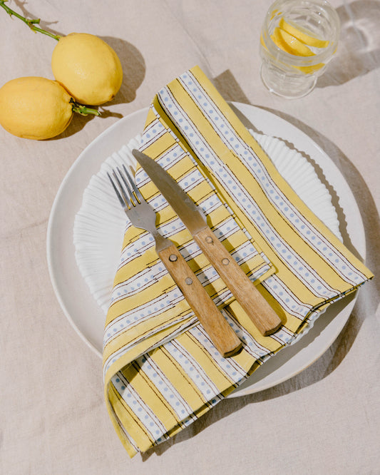Mini Stripe & Spot Block Print Napkins