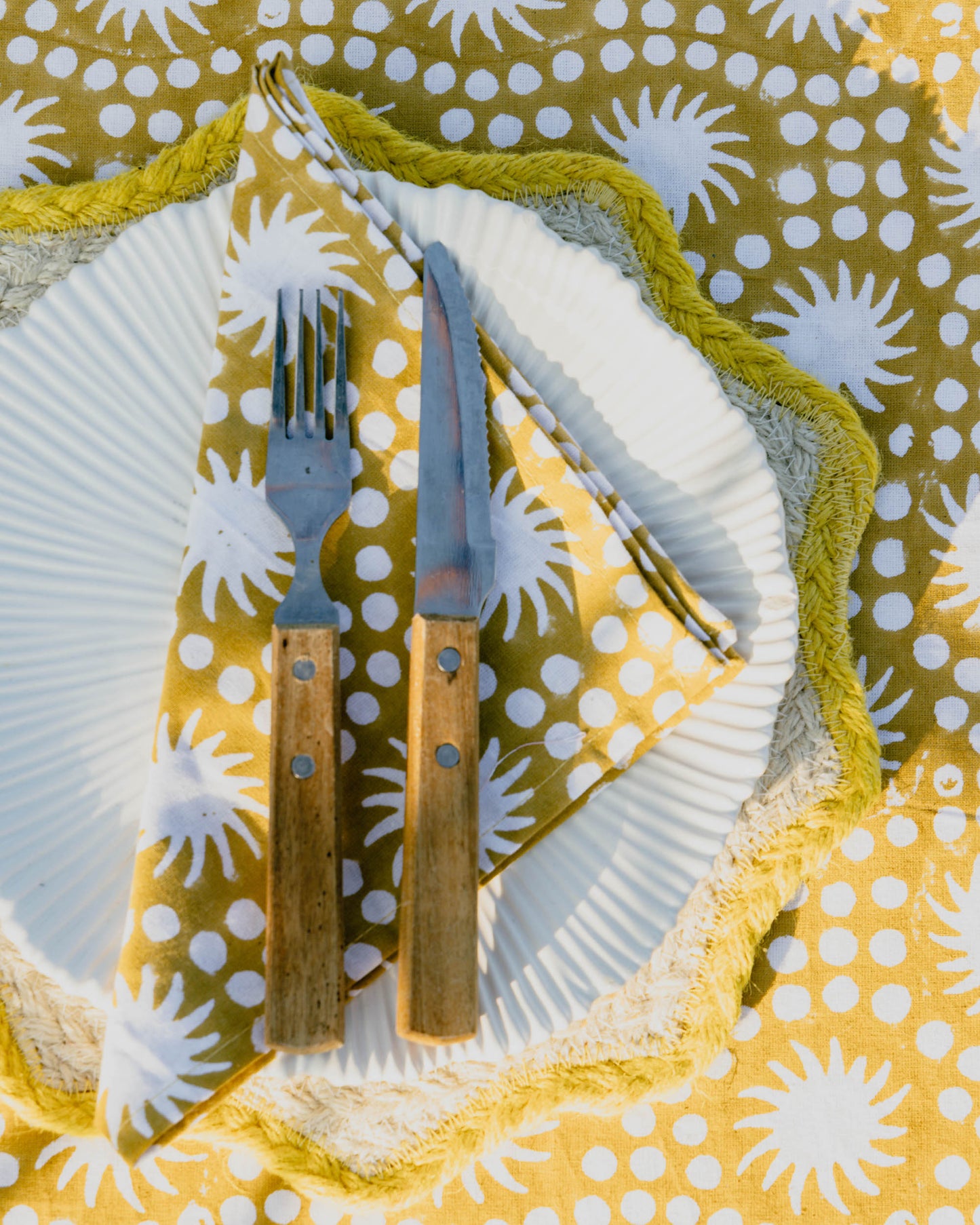 Sunburst Block Print Tablecloths