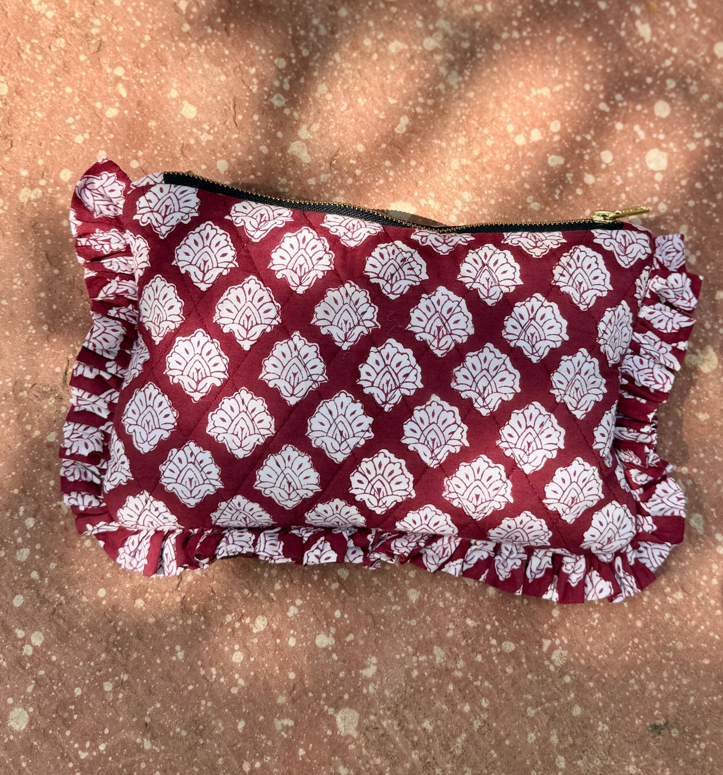 Burgundy Ruffle Clutch