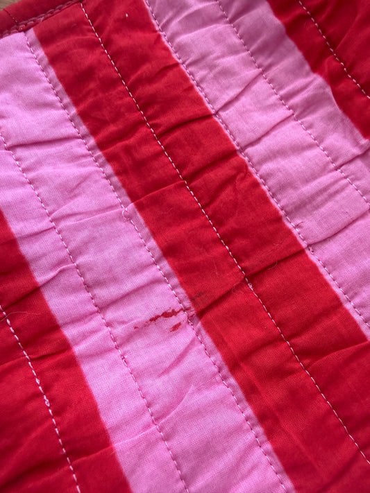 SECONDS Red and Pink Stripe Large Wash Bags