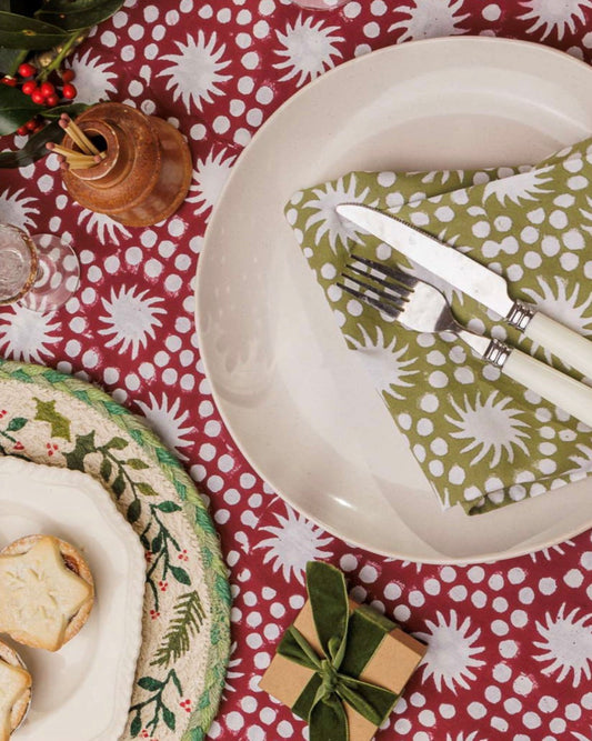 Sunburst Block Print Tablecloths
