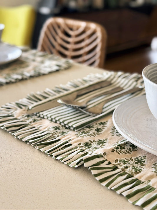 Olive Buti Block Print Placemats Set of 2