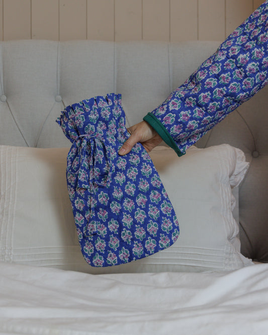 Quilted Block Printed Hot Water Bottle Covers