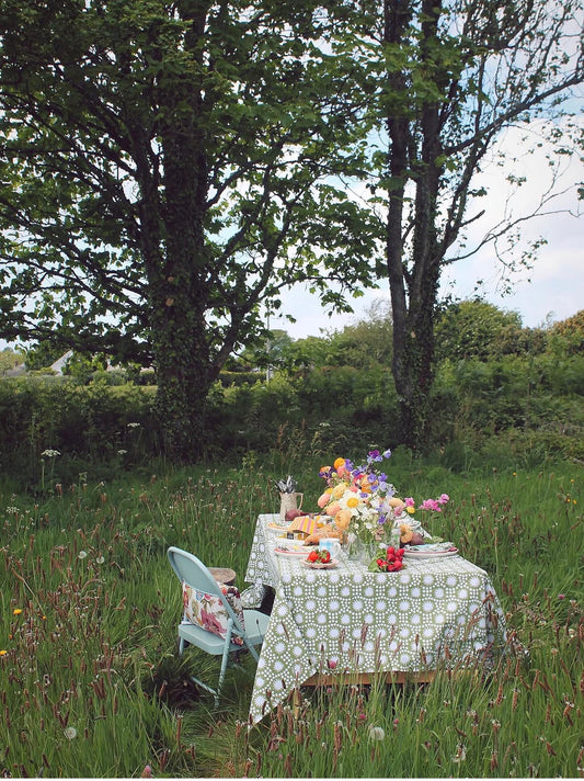 Sunburst Block Print Tablecloths