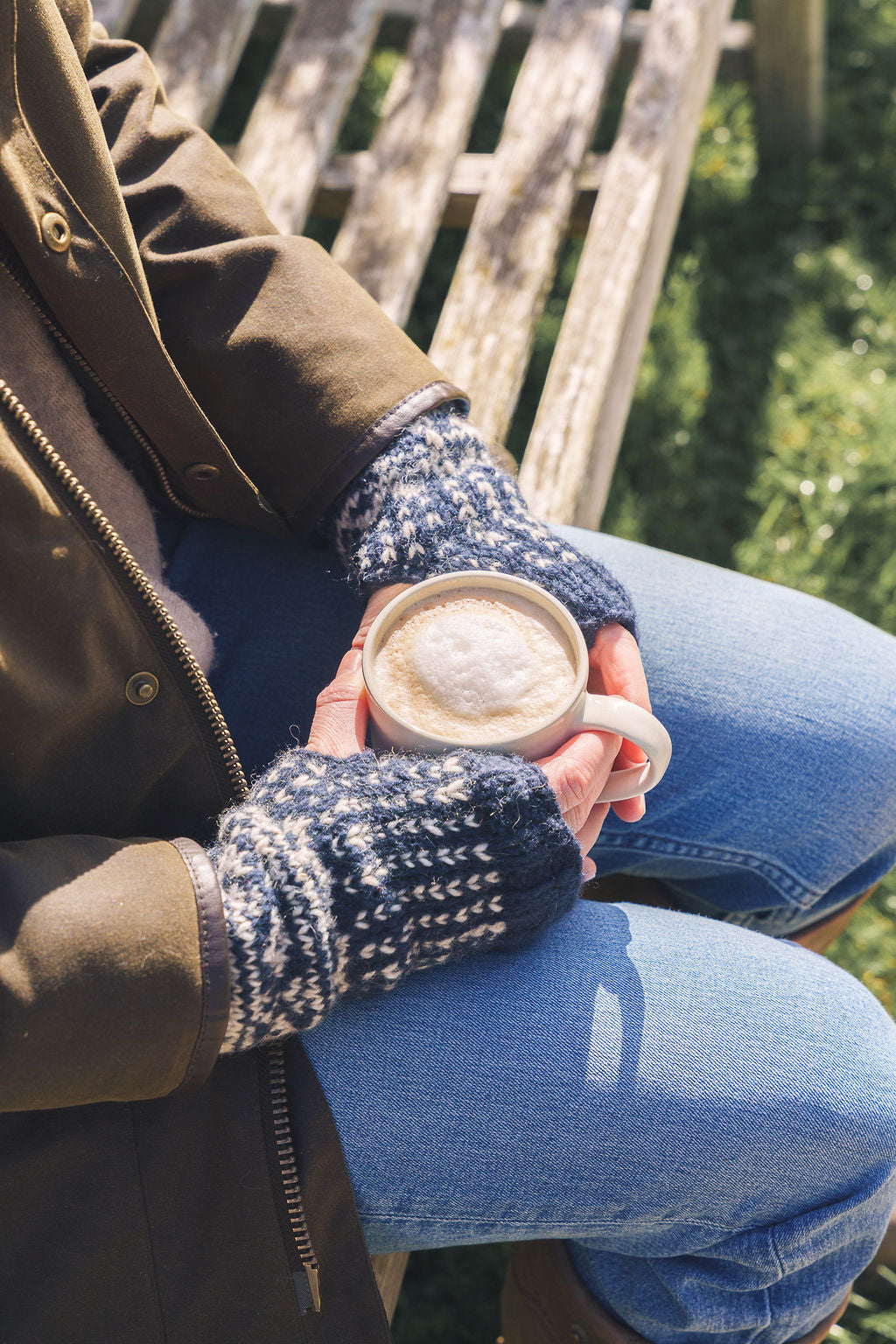 Nordic Navy Hand Knitted Wrist Warmers