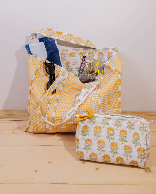 Marigold Block Print Wash Bag