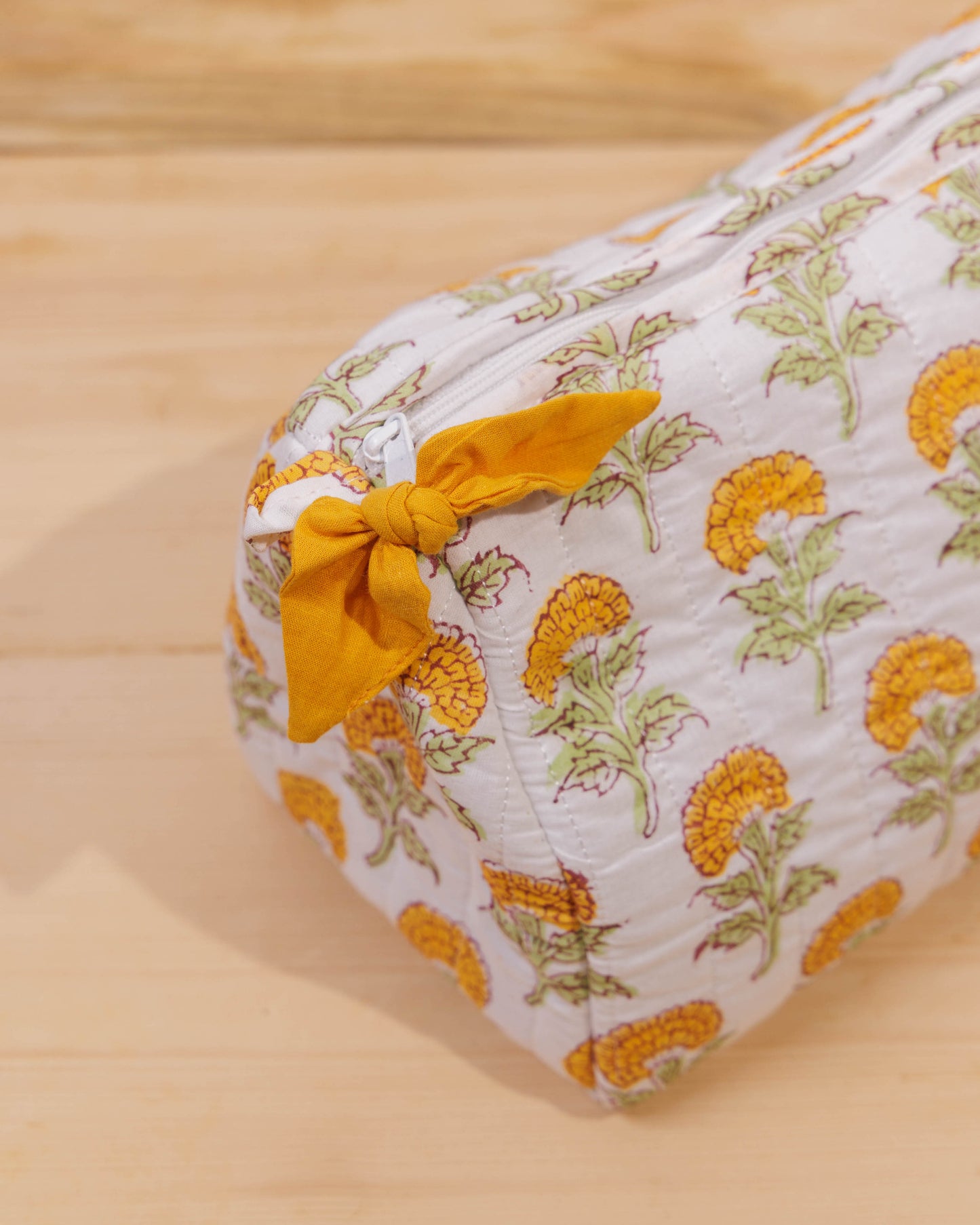 Marigold Block Print Wash Bag