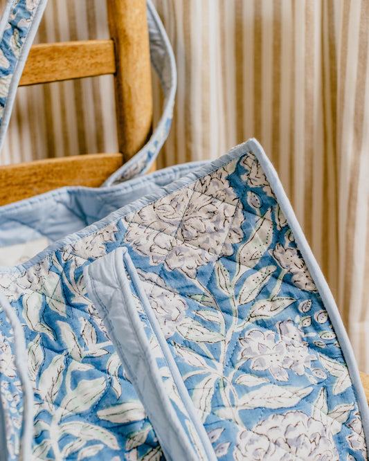 Jade Peony Block Print Tote