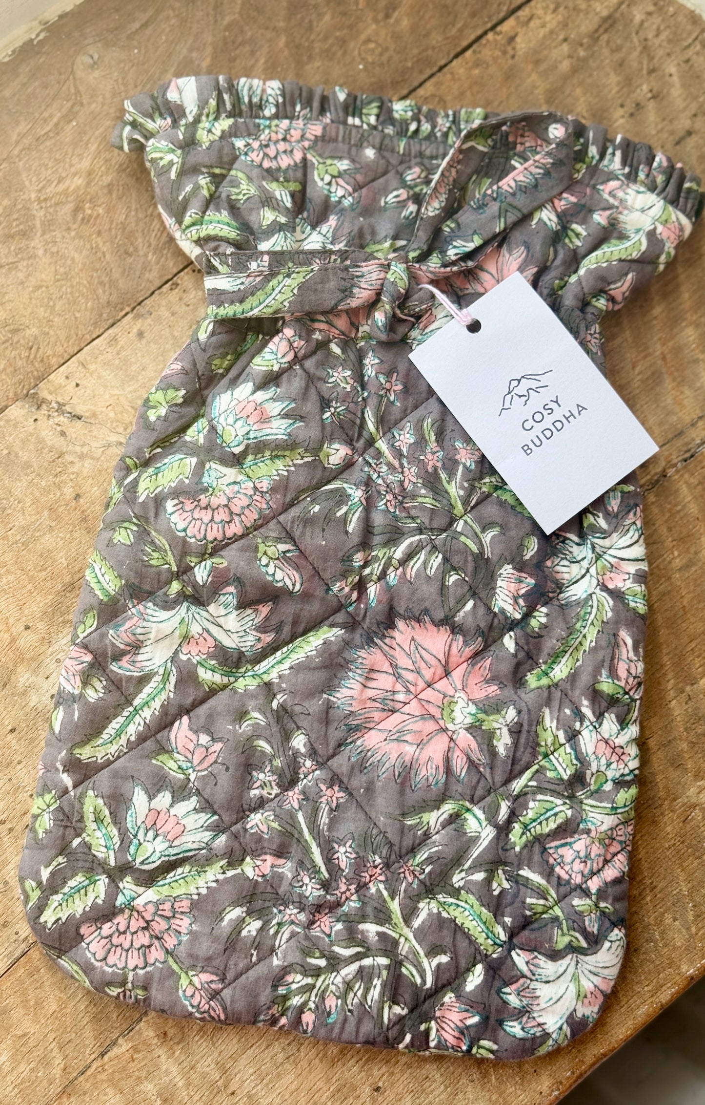 Quilted Block Printed Hot Water Bottle Covers