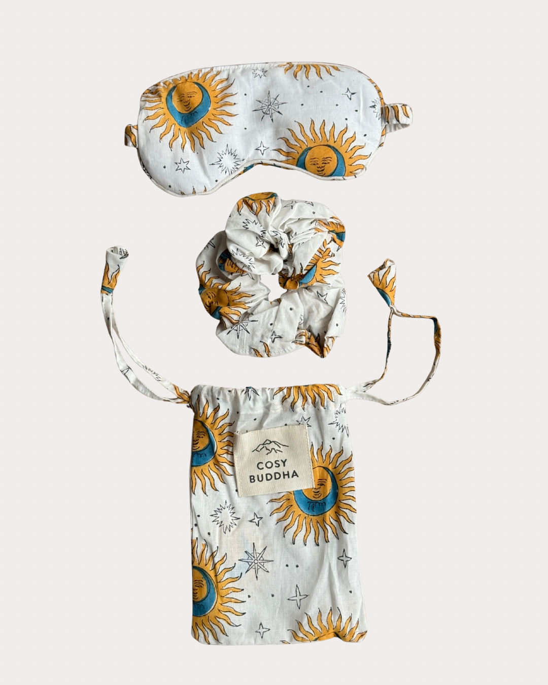 Block Print Gift Set - Eye Mask, Scrunchie & Pouch