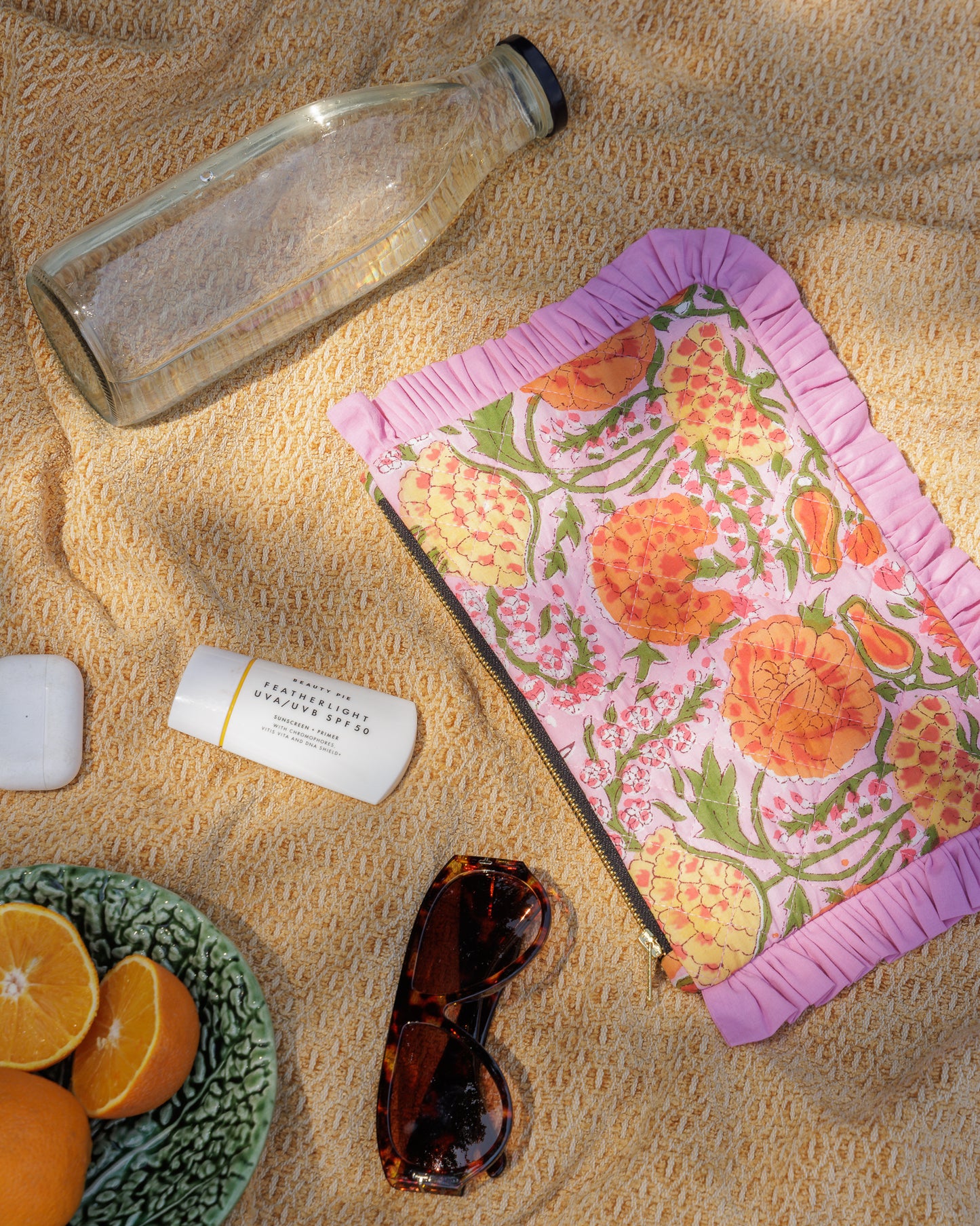 Pink Floral Ruffle Clutch