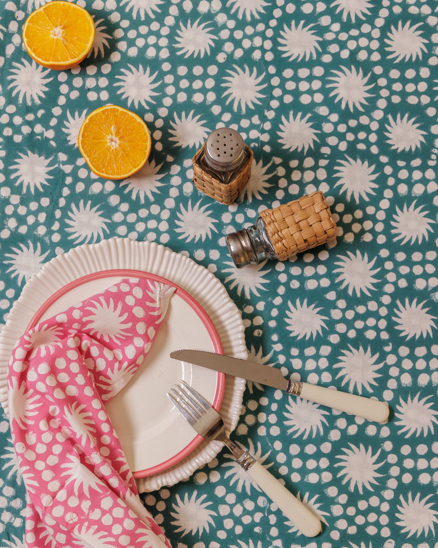Sunburst Block Print Napkins Set of Four