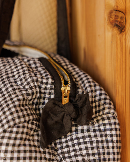 Black and White Khadi Gingham Duffle Bag