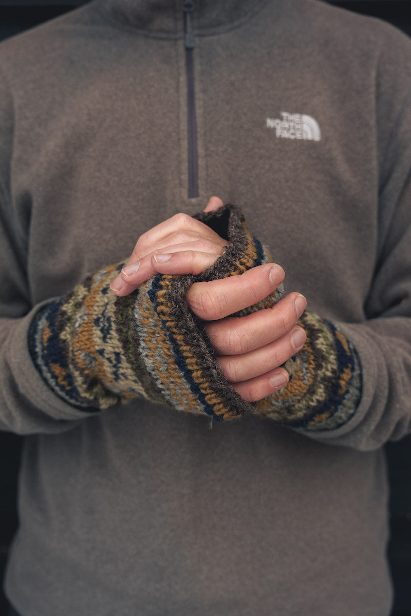 Men’s Moss and Stone Hand Knitted Wrist Warmers