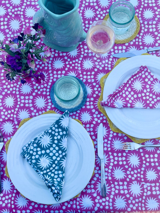 Sunburst Block Print Tablecloths