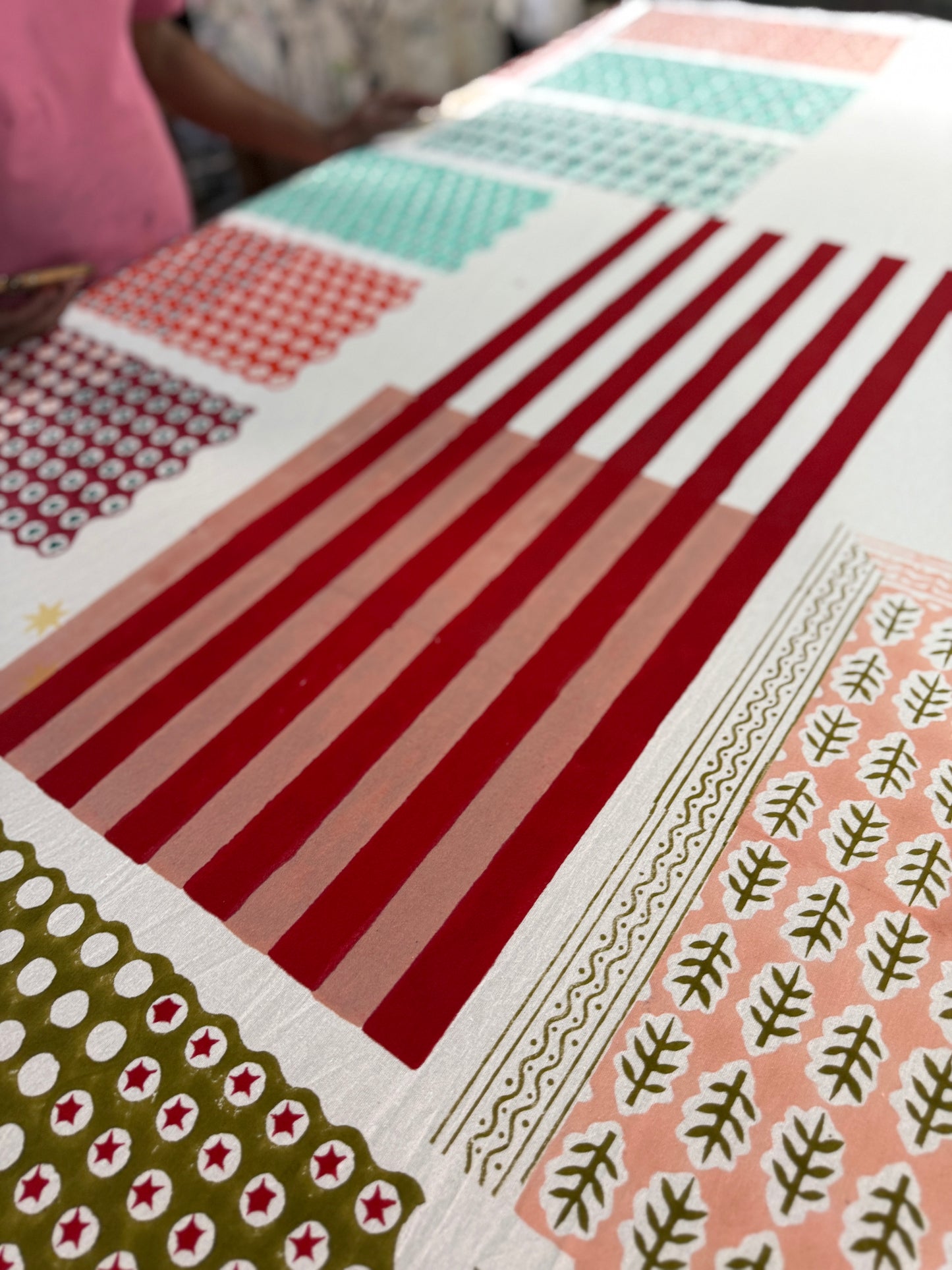 Christmas Stars and Stripes Hand Block Printed Napkins