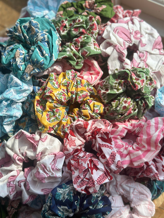 Block Print Scrunchies