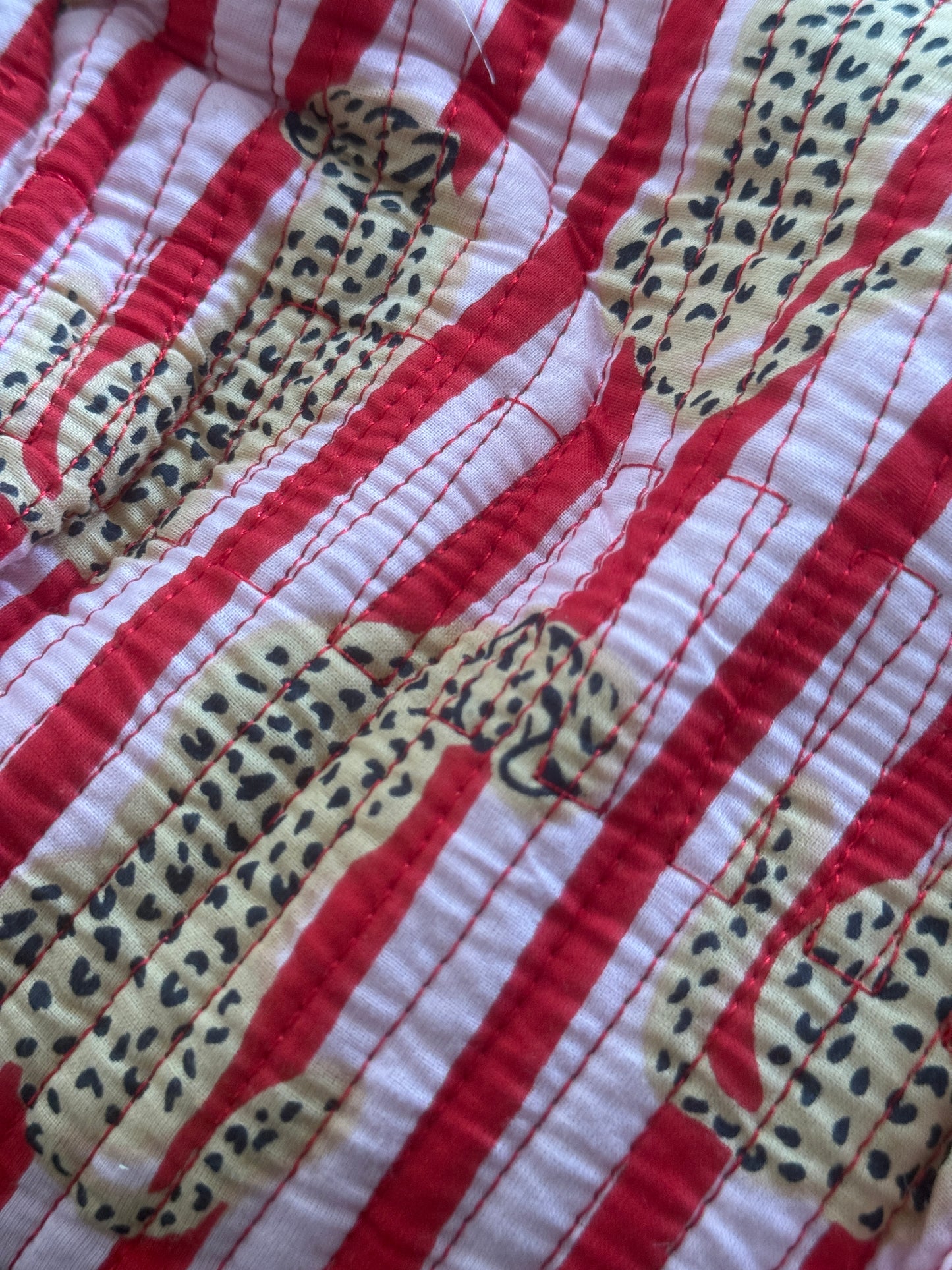 SECONDS Red Stripe Cheetah Wash Bag size small