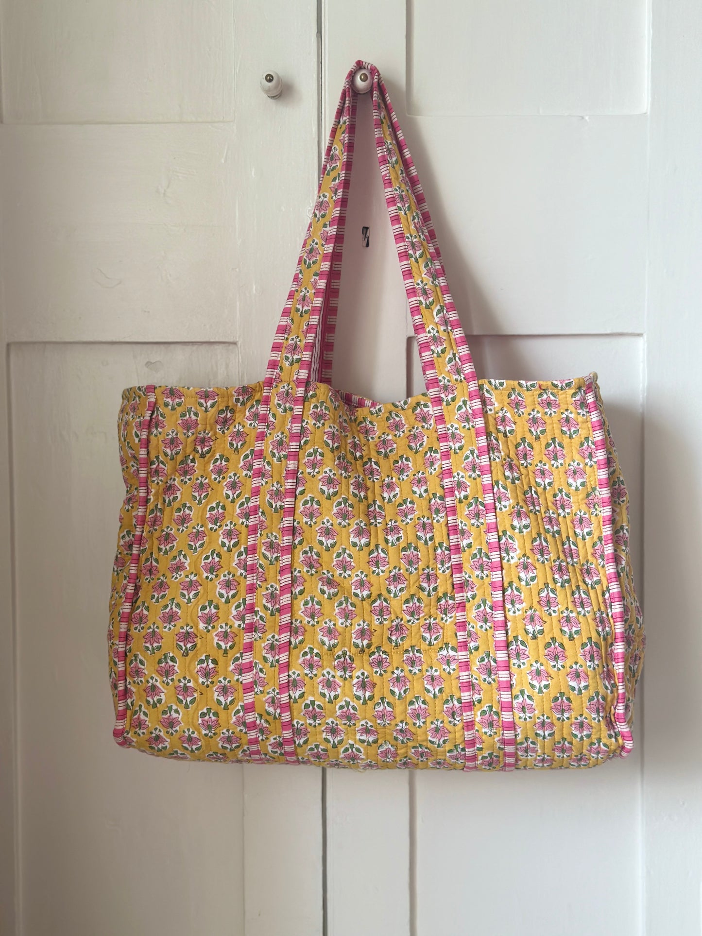 Saffron Floral Block Print Tote