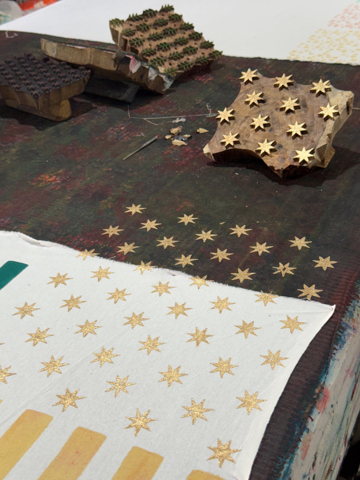 Christmas Stars and Stripes Hand Block Printed Napkins