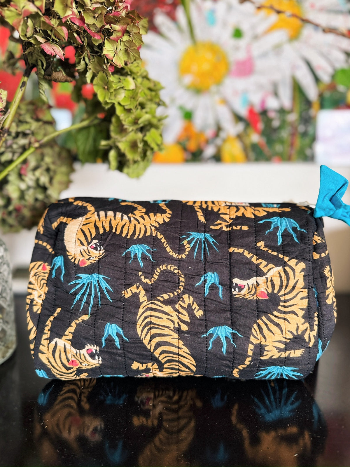 Black Tiger Screen Print Wash Bag