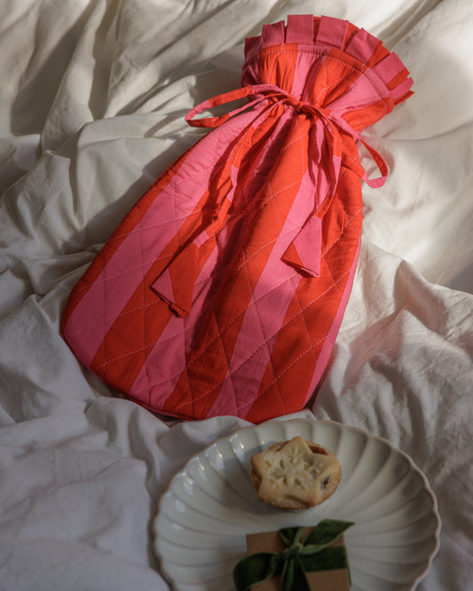 Quilted Block Printed Hot Water Bottle Covers