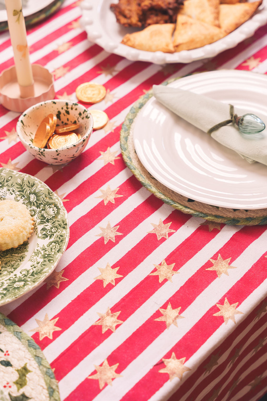 SECONDS Stars and Stripes Hand Block Printed Table Cloths