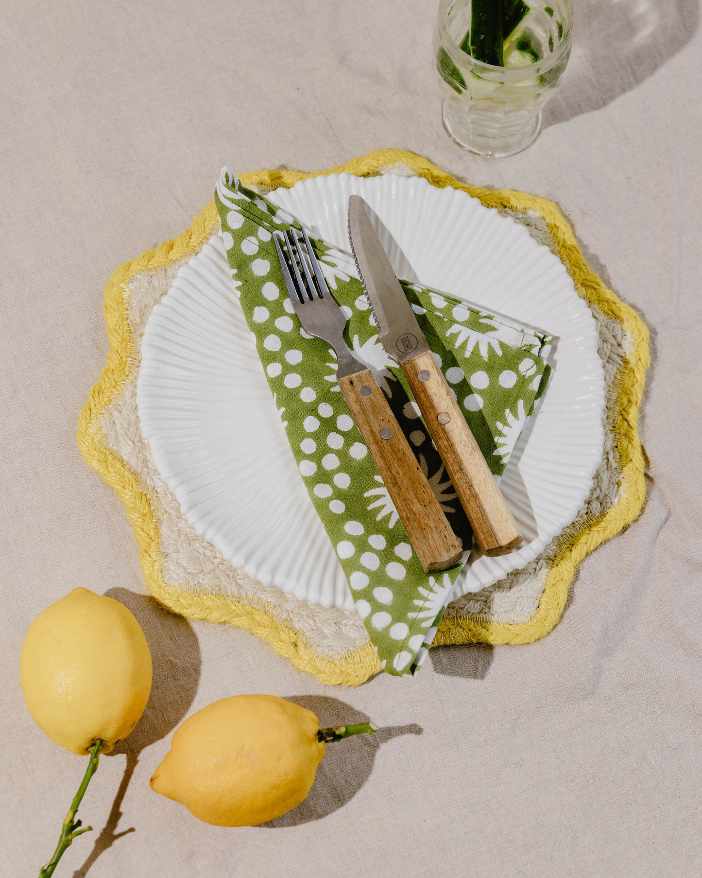 Sunburst Block Print Napkins Set of Four