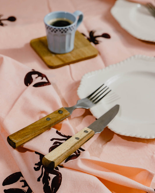 Pink Lobster Block Print Tablecloth