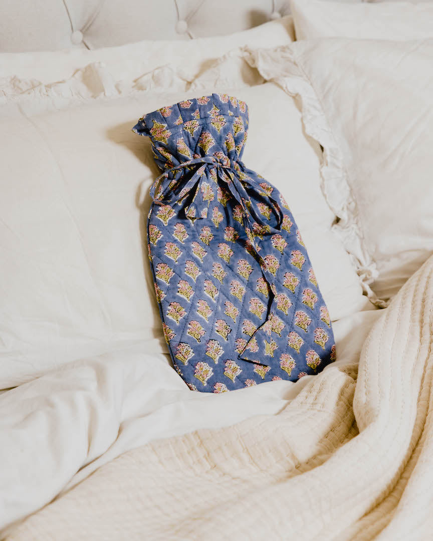 Quilted Block Printed Hot Water Bottle Covers