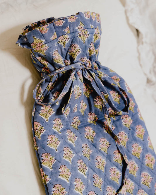 Quilted Block Printed Hot Water Bottle Covers