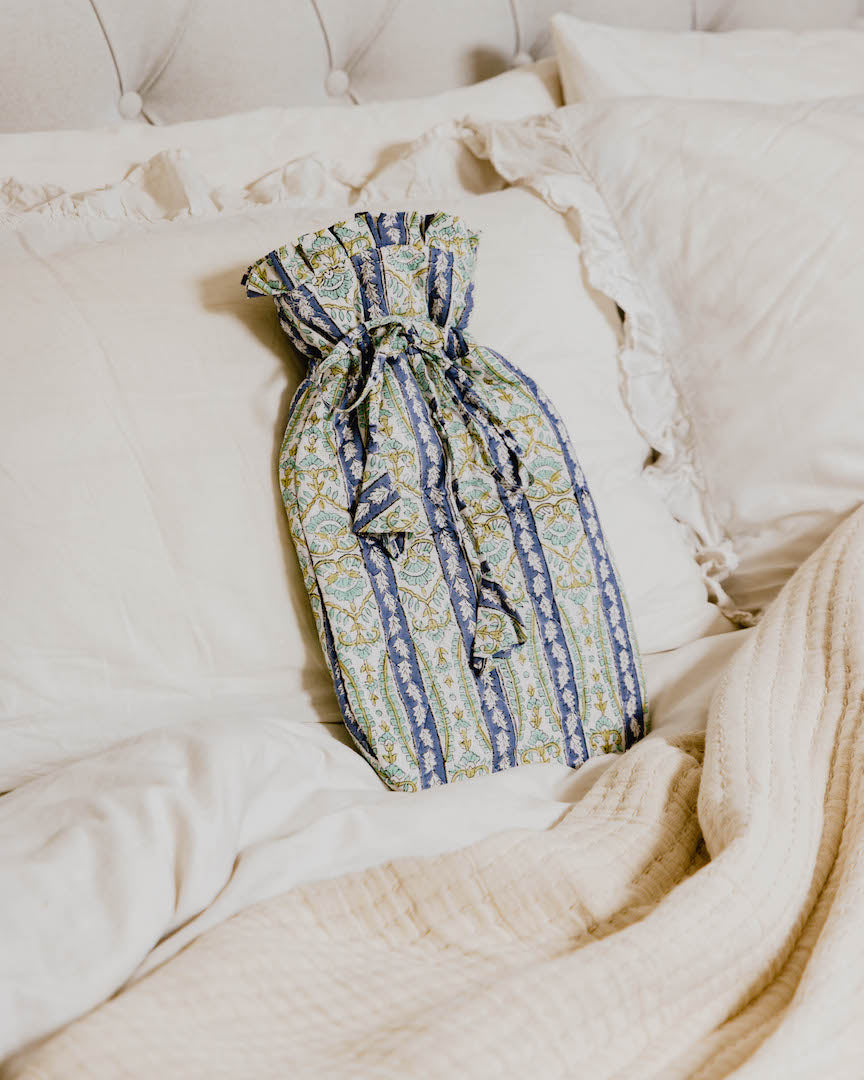Quilted Block Printed Hot Water Bottle Covers
