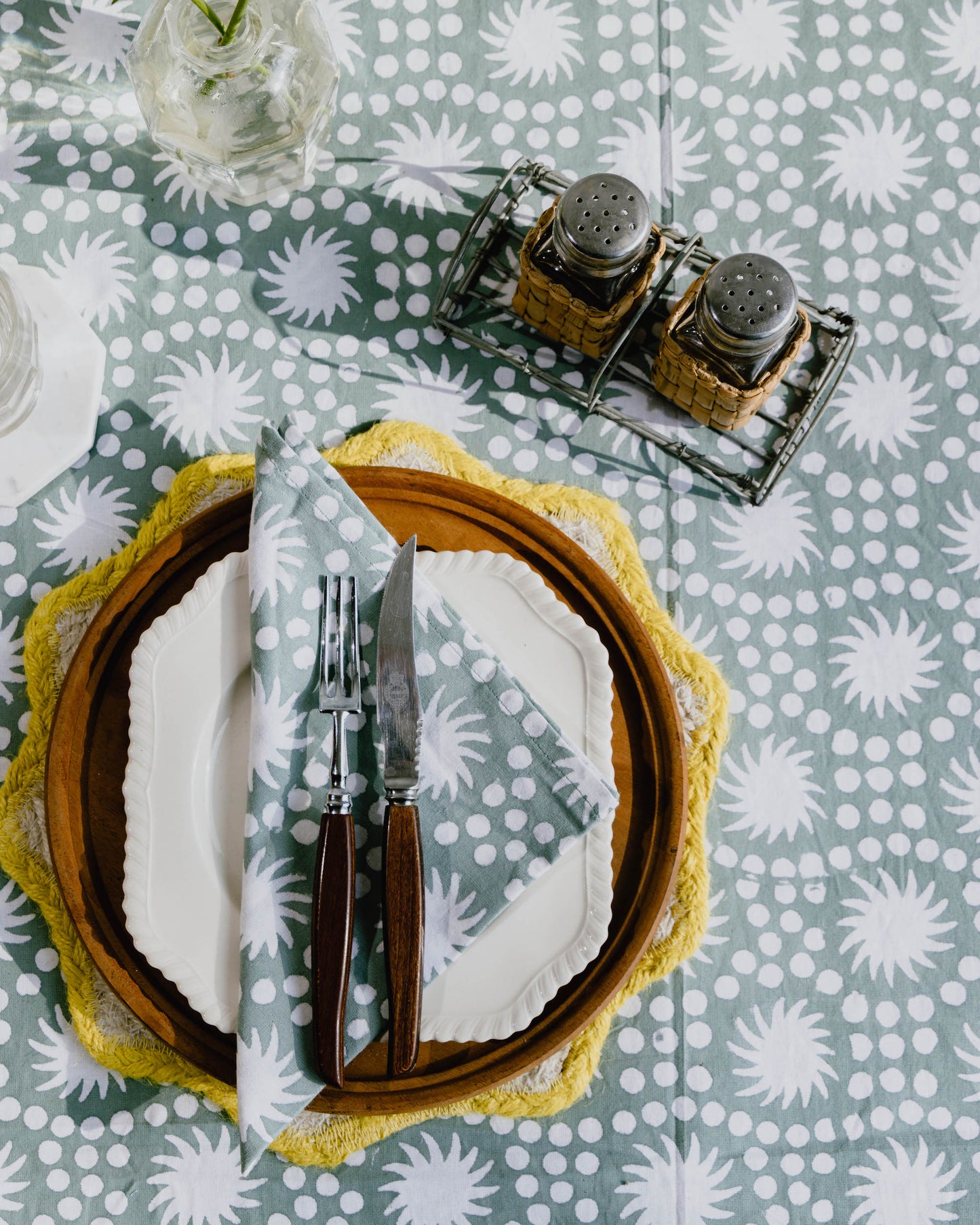 Sunburst Block Print Tablecloths