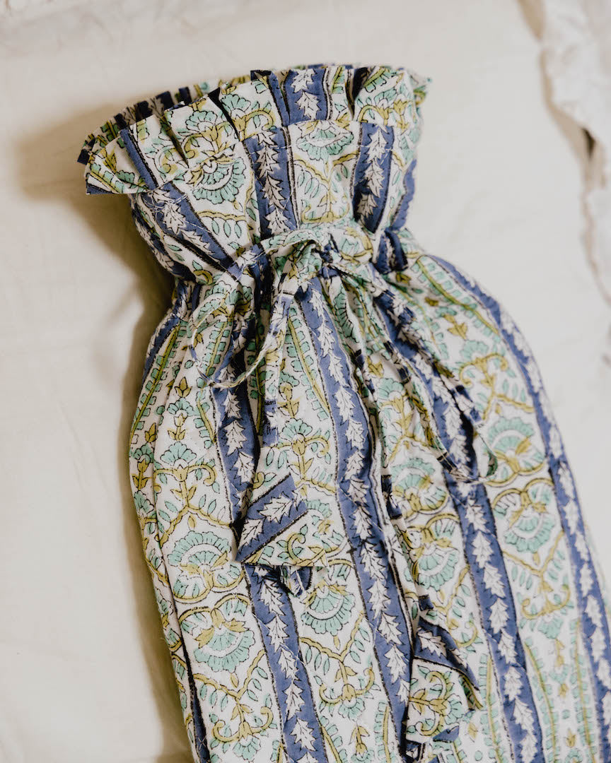 Quilted Block Printed Hot Water Bottle Covers