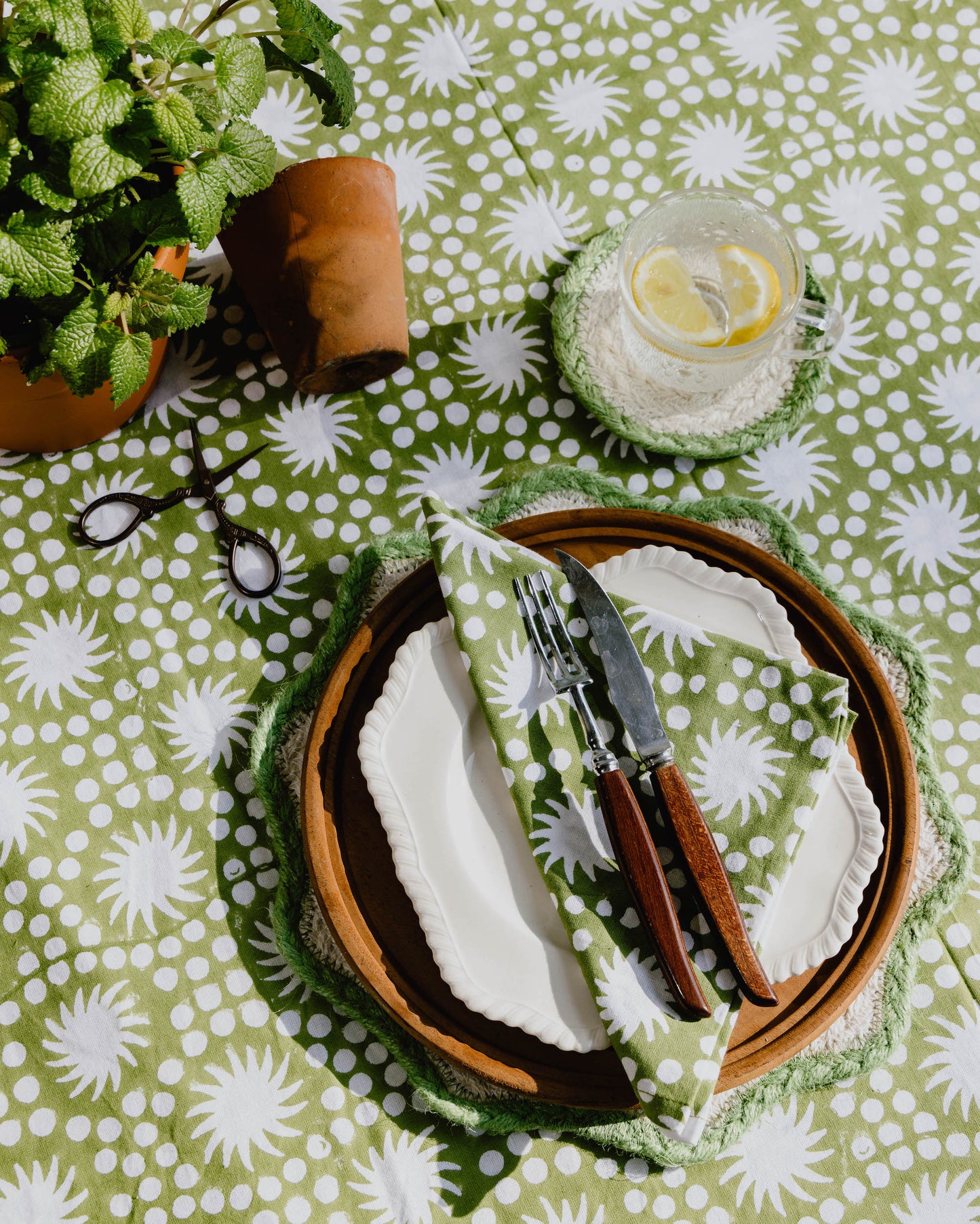 Sunburst Block Print Tablecloths