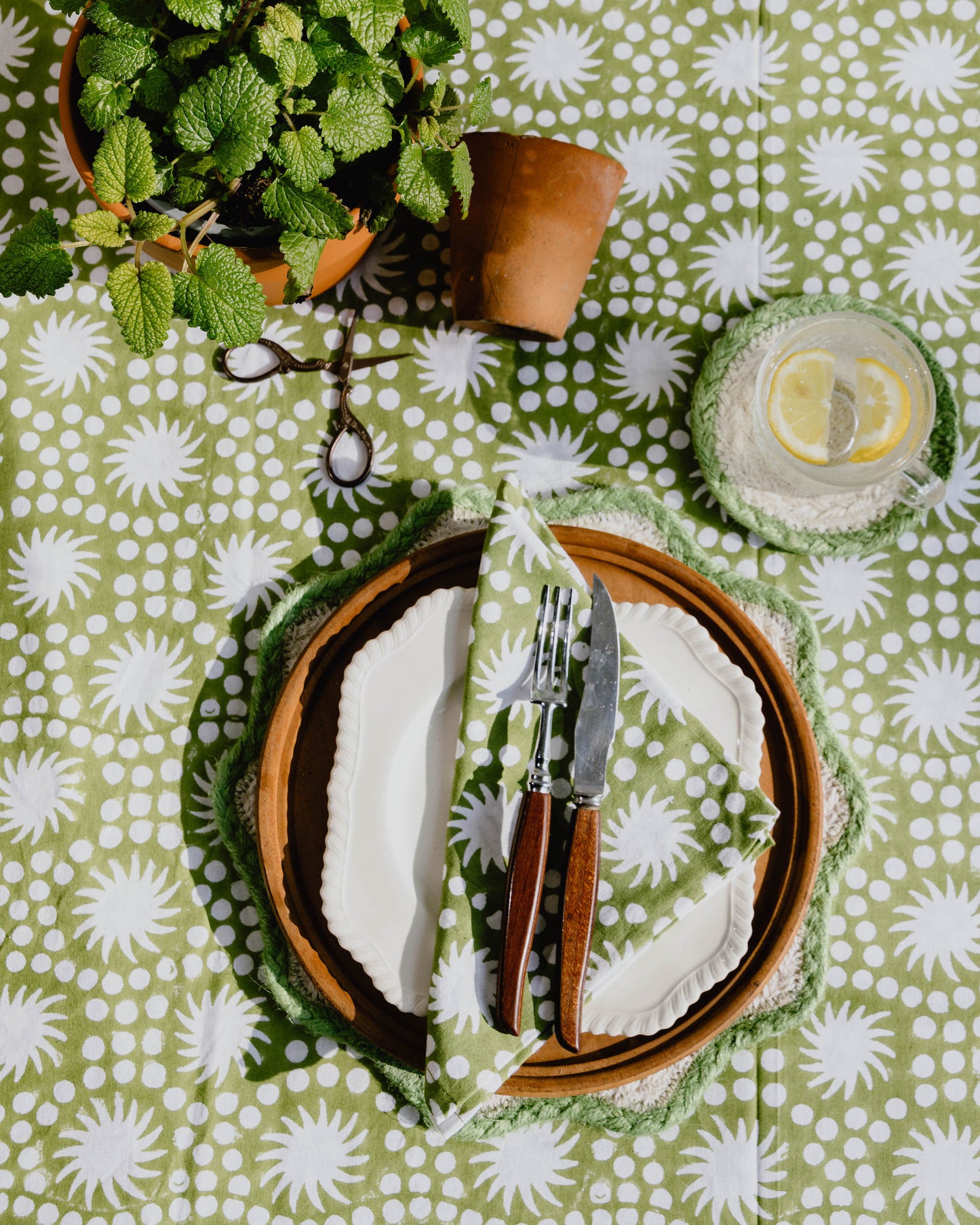 Sunburst Block Print Tablecloths