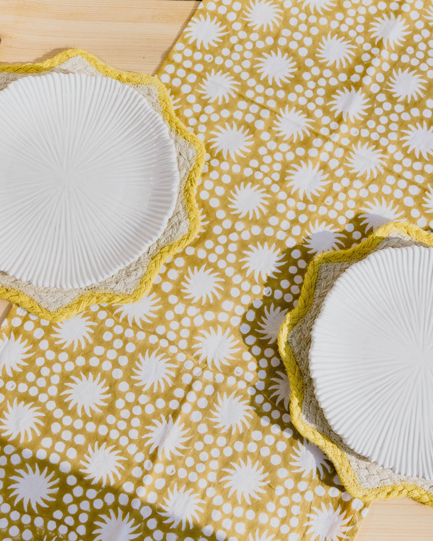Sunburst Block Print Tablecloths