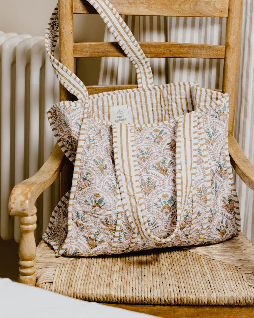 Pink City Courtyard Block Print Tote