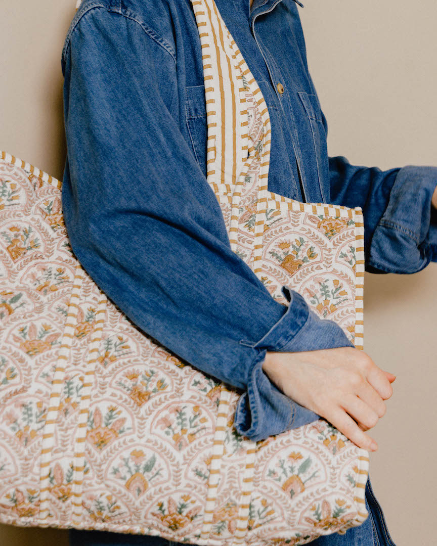 Pink City Courtyard Block Print Tote