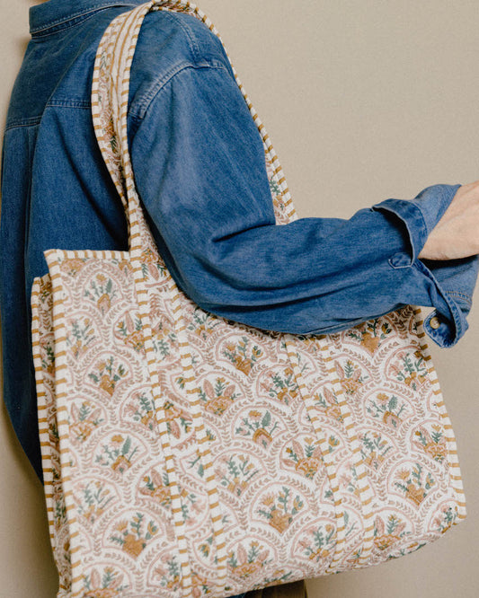 Pink City Courtyard Block Print Tote