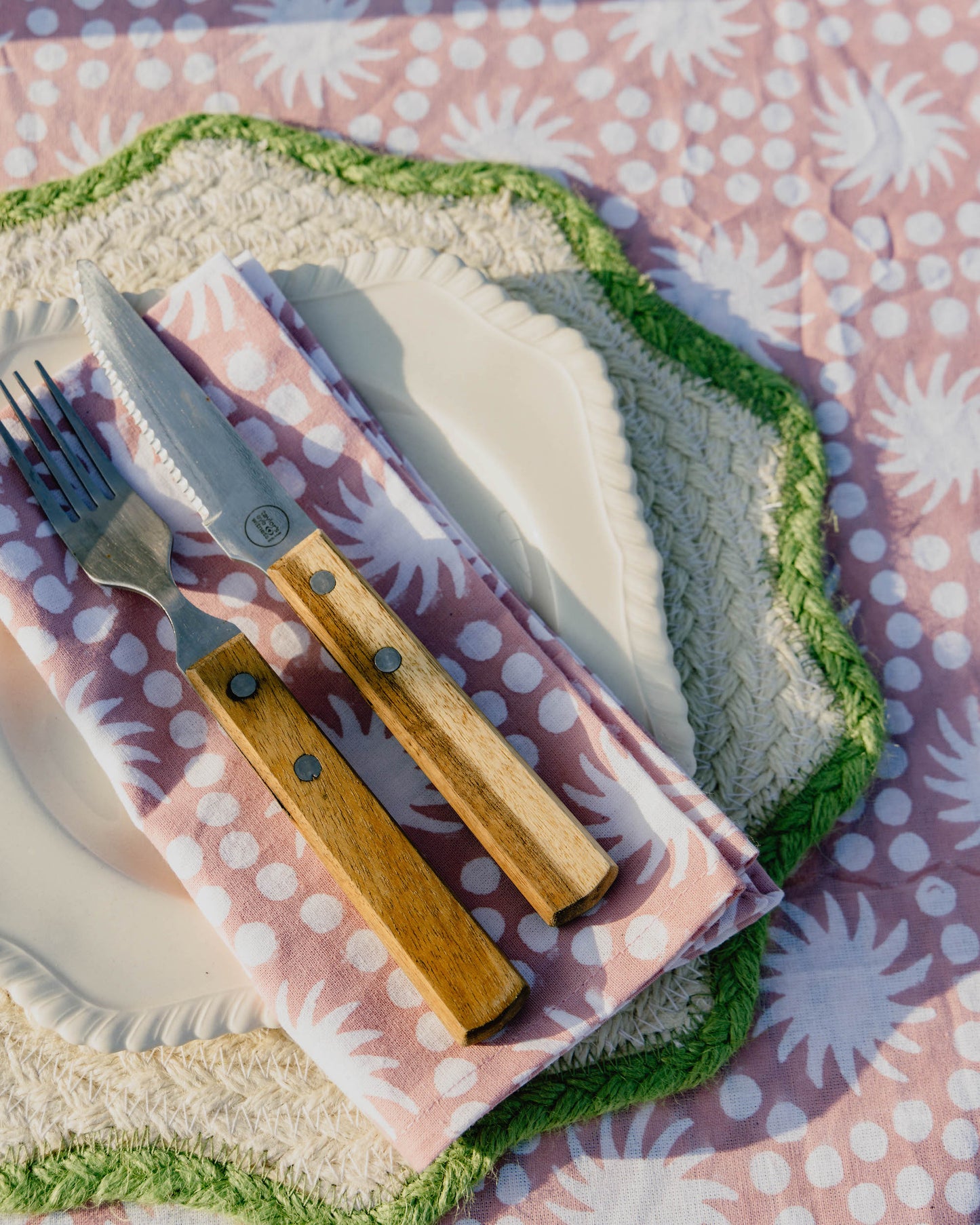 Sunburst Block Print Tablecloths