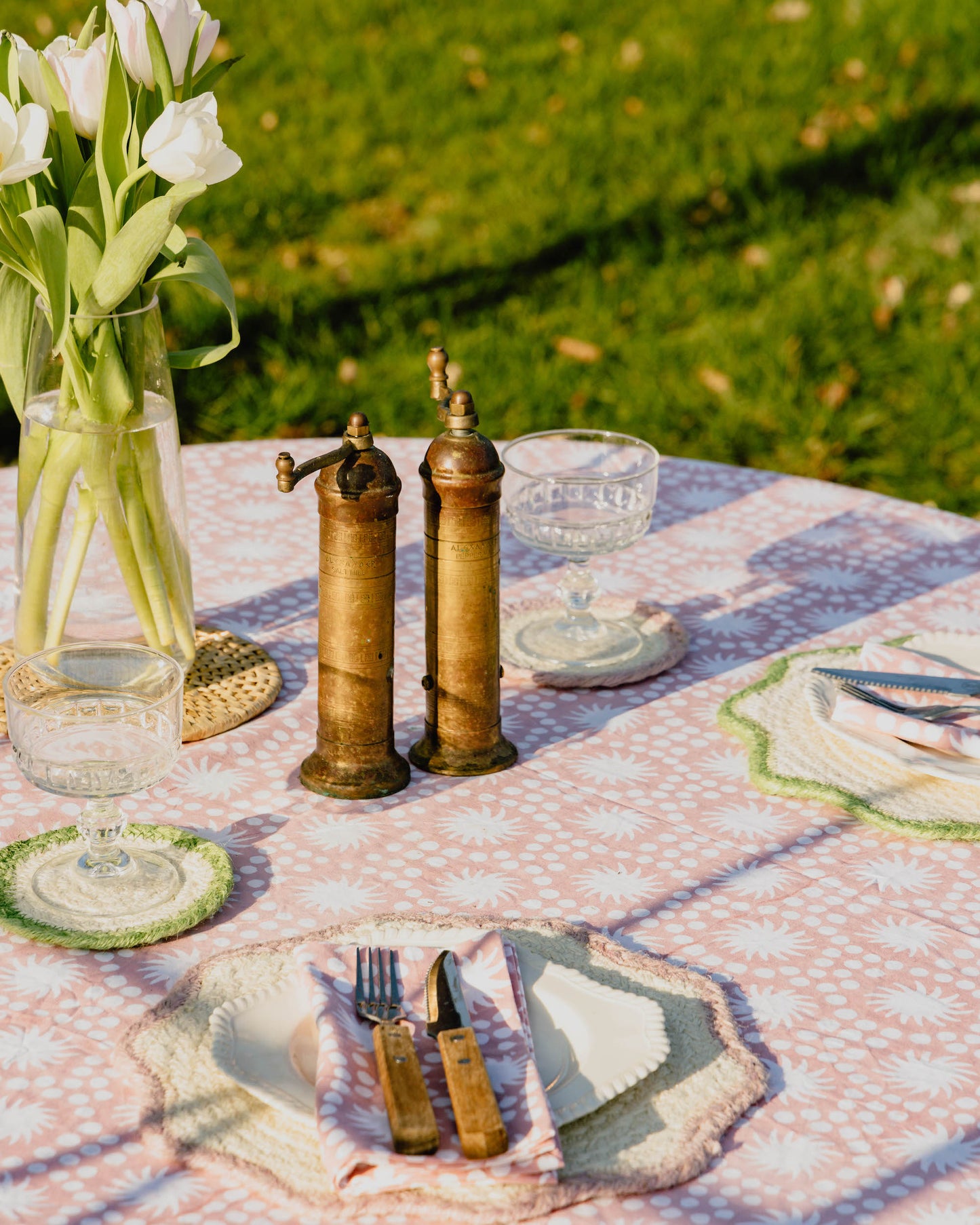 Sunburst Block Print Tablecloths