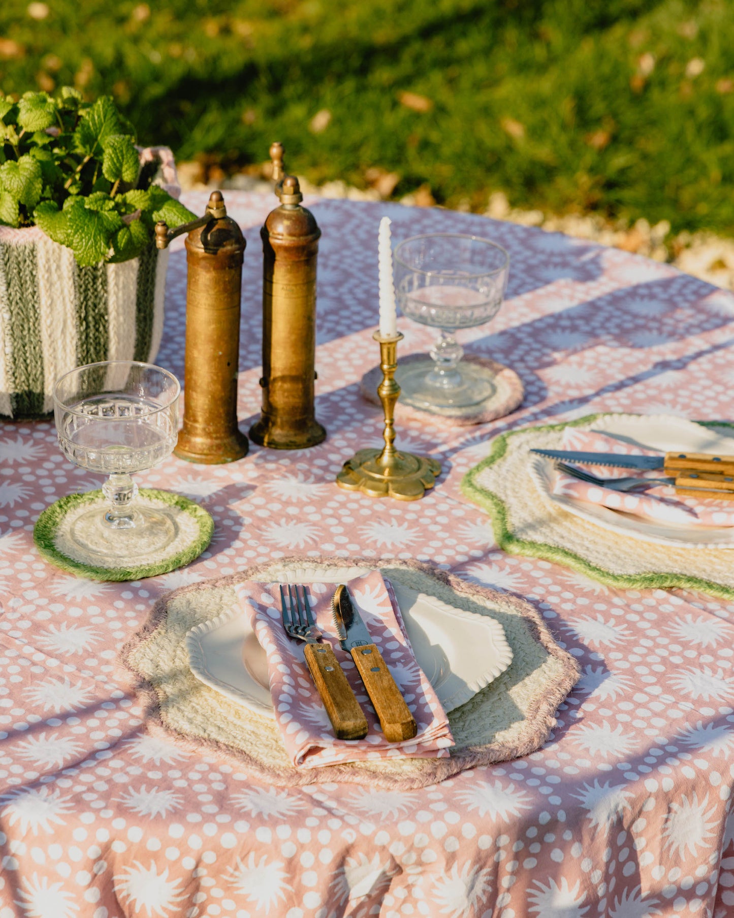 Sunburst Block Print Tablecloths
