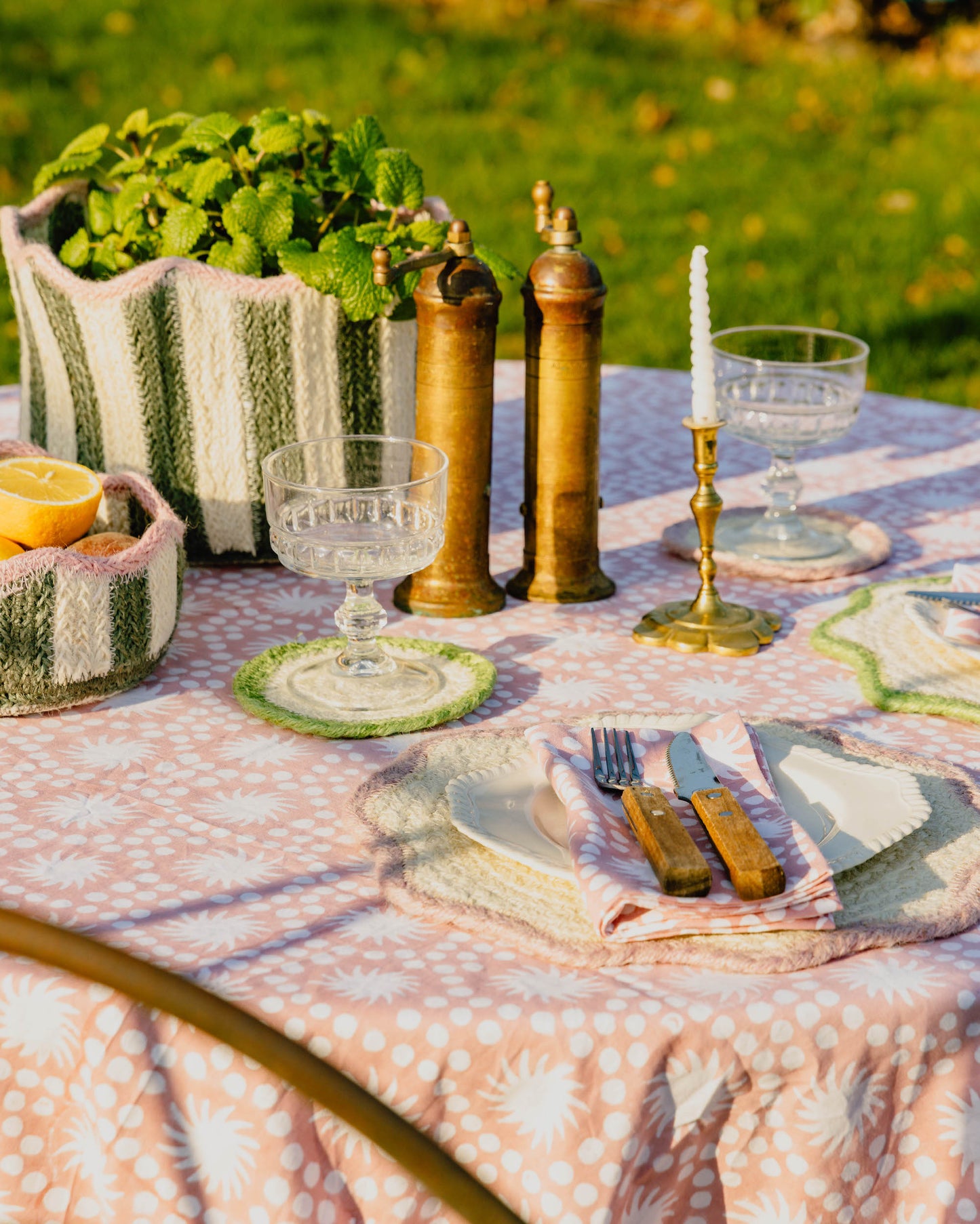 Sunburst Block Print Tablecloths