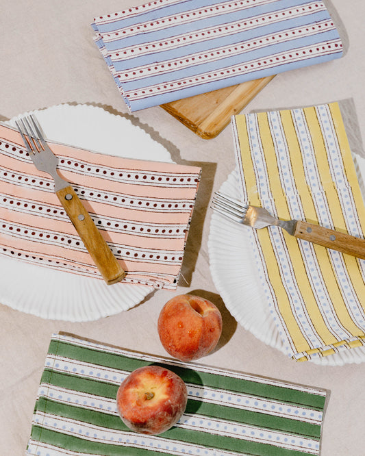 Mini Stripe & Spot Block Print Napkins