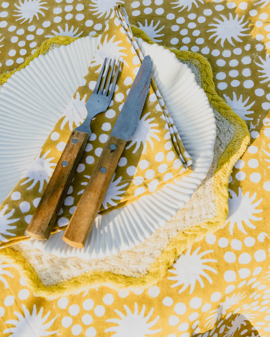 Sunburst Block Print Tablecloths