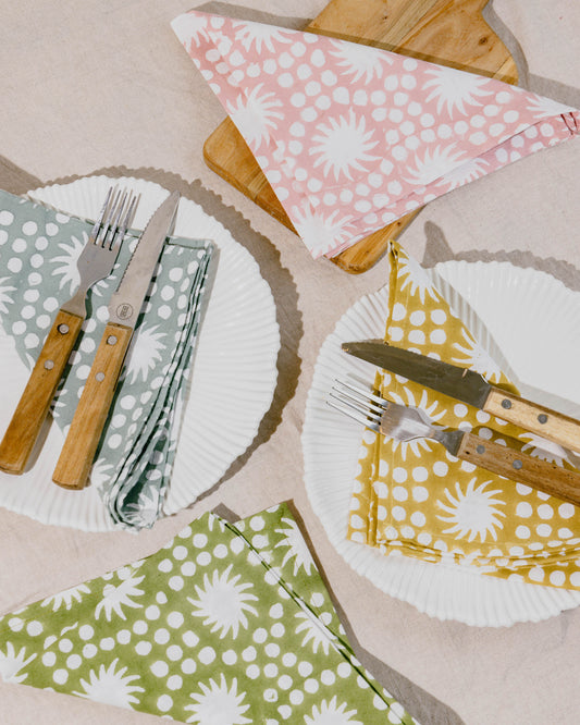Sunburst Block Print Napkins Set of Four