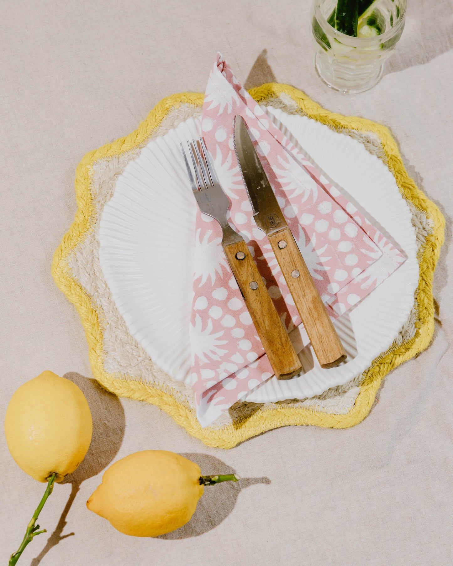 Sunburst Block Print Napkins Set of Four