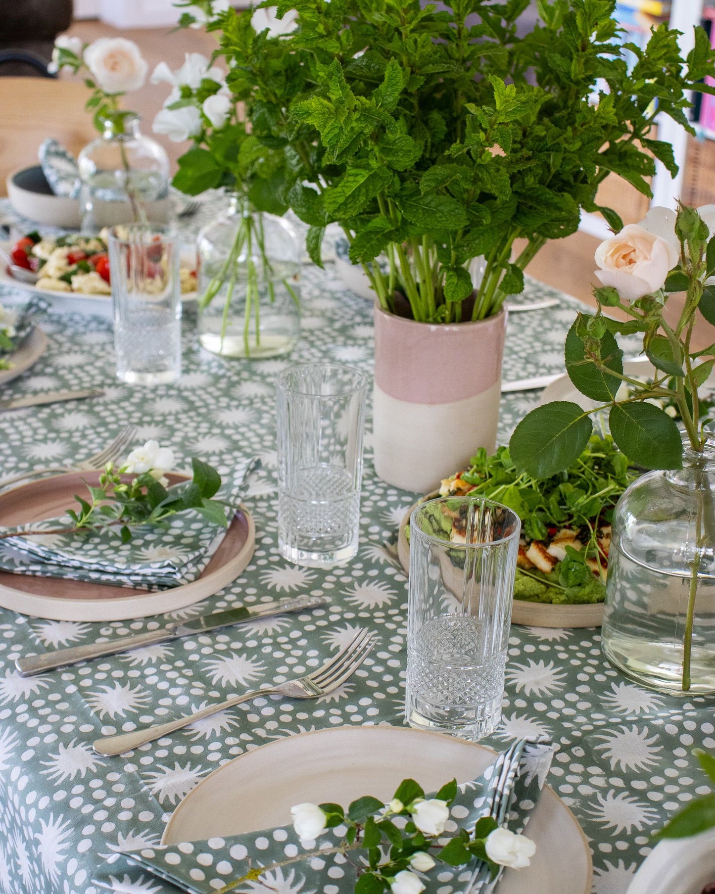 Sunburst Block Print Tablecloths